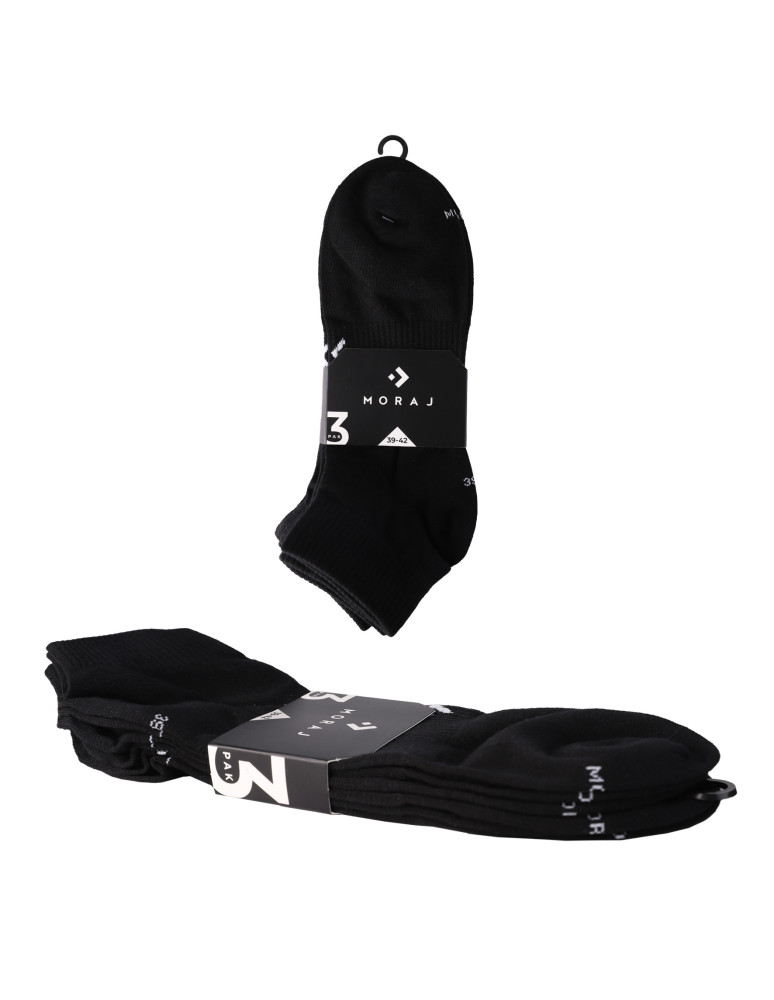 Skarpetki za kostkę - Męskie skarpetki czarne za kostkę ze ściągaczami 3-pak CZARNY - produkt moraj.pl 2