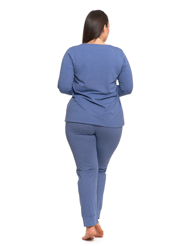 Długi rękaw - Damska piżama Plus Size z długim rękawem i wiązaną bluzką JEANS - produkt moraj.pl 2
