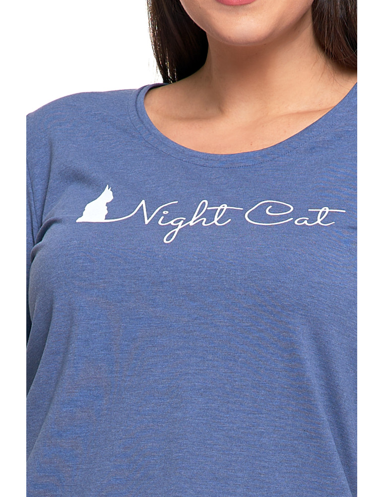 Długi rękaw - Damska piżama Plus Size z długim rękawem i wiązaną bluzką JEANS - produkt moraj.pl 7