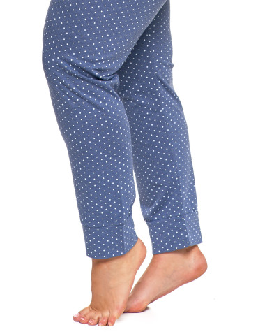 Długi rękaw - Damska piżama Plus Size z długim rękawem i wiązaną bluzką JEANS - produkt 9