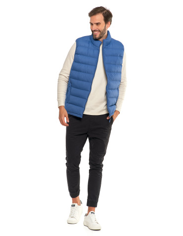 Kurtki i kamizelki - Męski bezrękawnik pikowana kamizelka JEANS - produkt 8