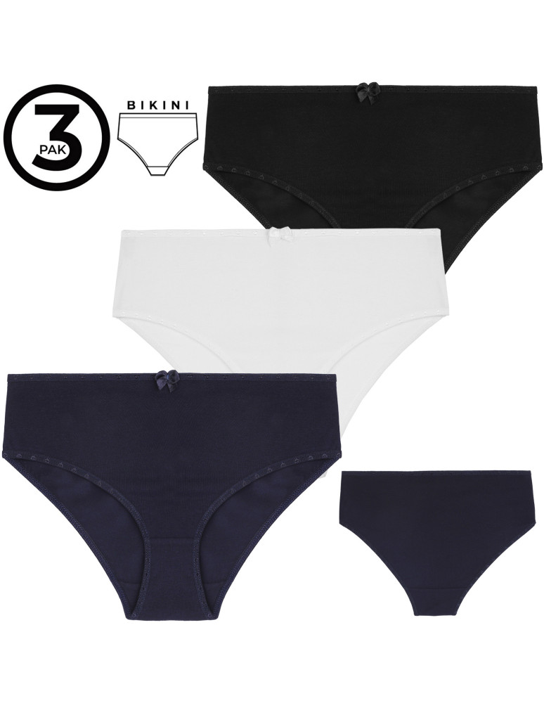 Majtki figi - Majtki figi bikini damskie bawełniane klasyczne 3-pak WIELOKOLOROWY  - produkt moraj.pl 11