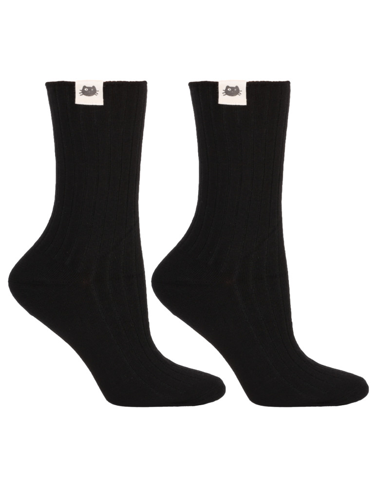 Skarpetki długie - Skarpetki długie damskie bawełniane prążkowane 3-pak WIELOKOLOROWY  - produkt moraj.pl 2