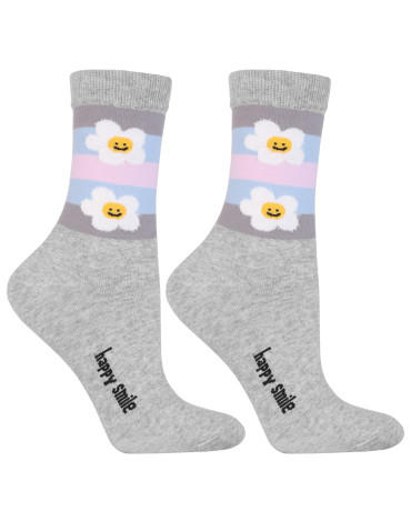 Damskie skarpetki długie w stokrotki i paski 3-pak - produkt 2