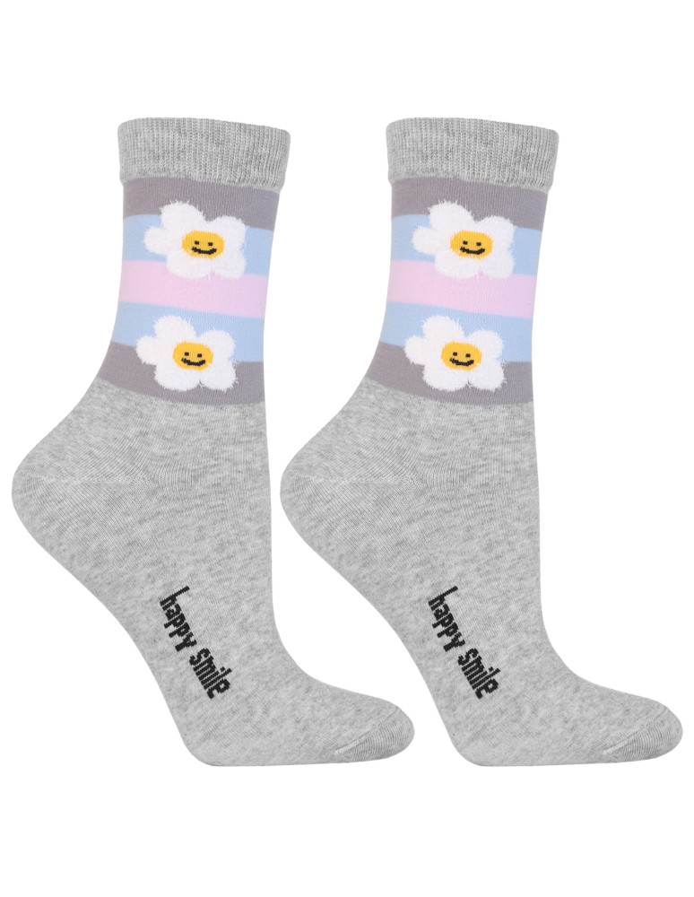 Skarpetki długie - Damskie skarpetki długie w stokrotki i paski 3-pak WIELOKOLOROWY  - produkt moraj.pl 2