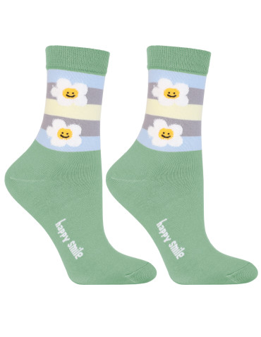 Skarpetki długie - Damskie skarpetki długie w stokrotki i paski 3-pak WIELOKOLOROWY - produkt 4