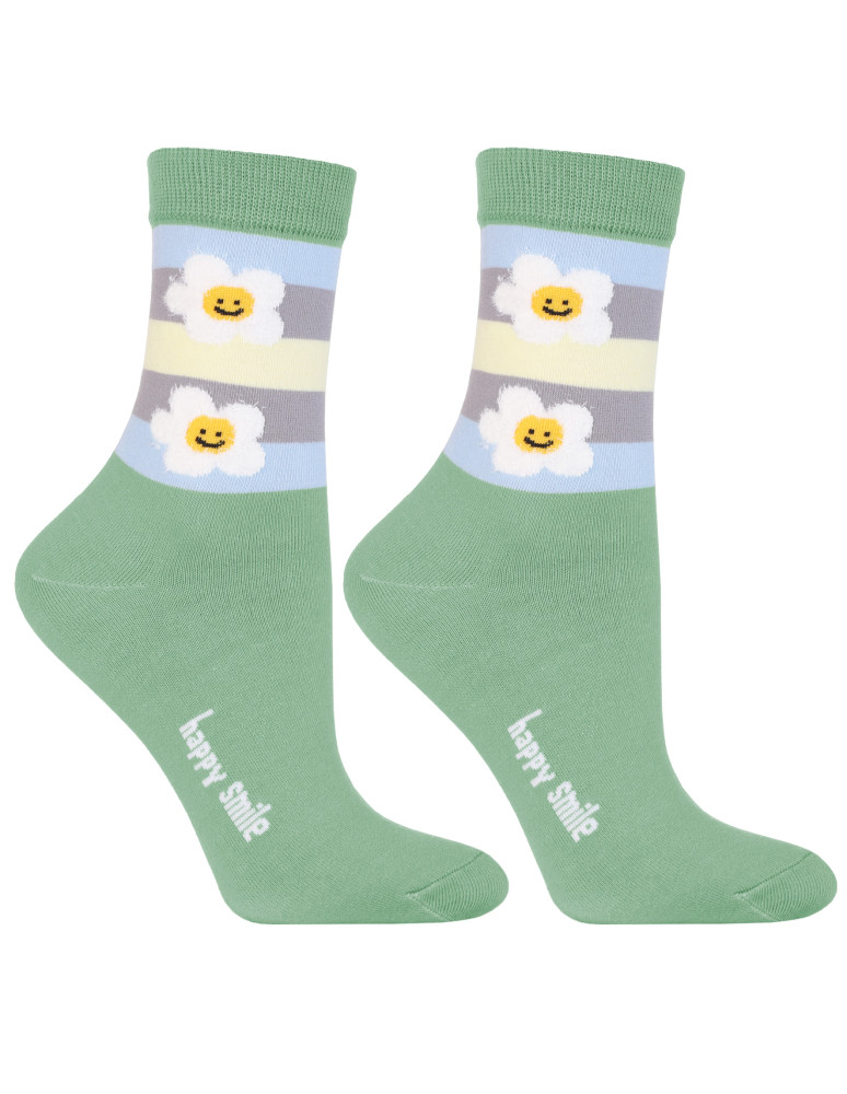 Skarpetki długie - Damskie skarpetki długie w stokrotki i paski 3-pak WIELOKOLOROWY  - produkt moraj.pl 4