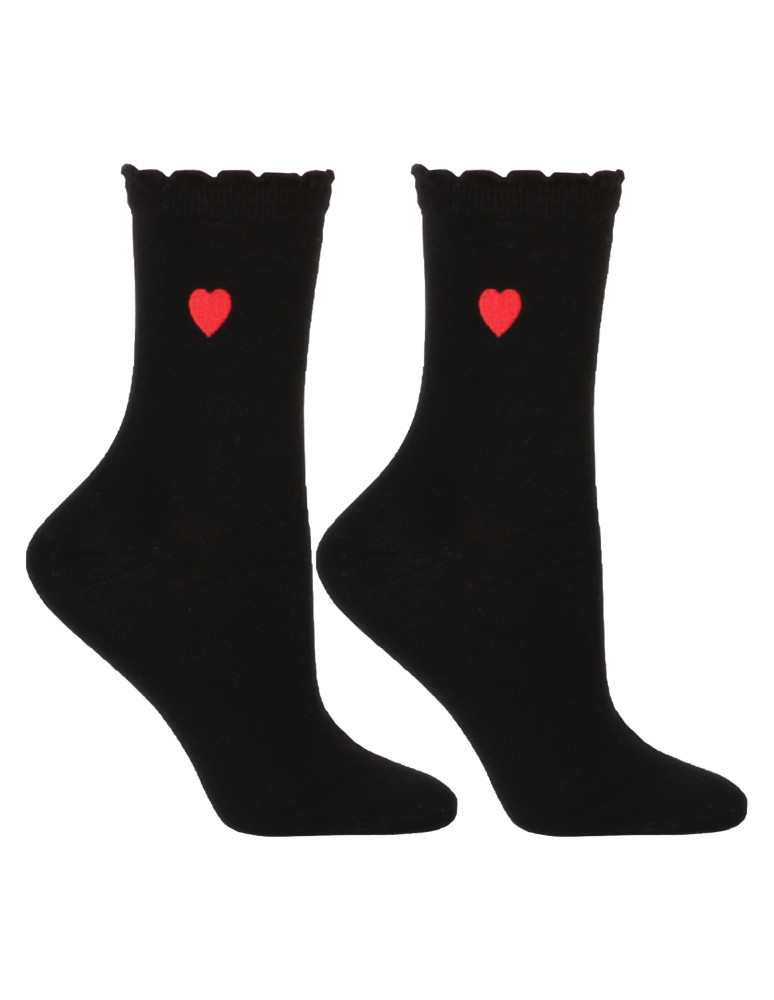 Skarpetki długie - Czarne skarpetki damskie z haftem 3-pak WIELOKOLOROWY  - produkt moraj.pl 3