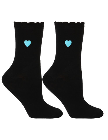 Skarpetki długie - Czarne skarpetki damskie z haftem 3-pak WIELOKOLOROWY - produkt 4