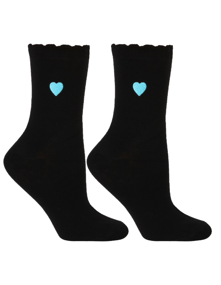 Skarpetki długie - Czarne skarpetki damskie z haftem 3-pak WIELOKOLOROWY  - produkt moraj.pl 4