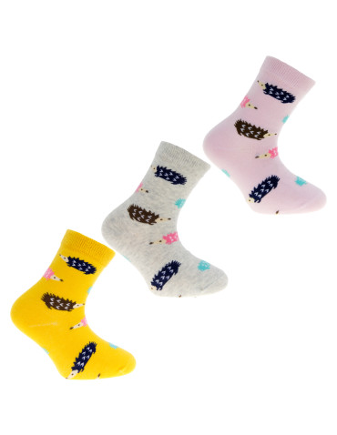 Skarpetki dla dziewczynki długie 3-pak motyw w jeże