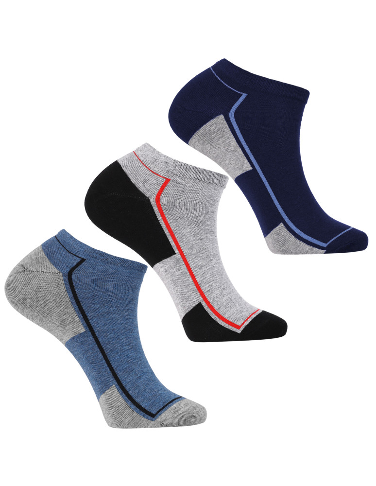 Stopki - Męskie skarpety stopki z kontrastowym paskiem 3-pak WIELOKOLOROWY - produkt moraj.pl 1