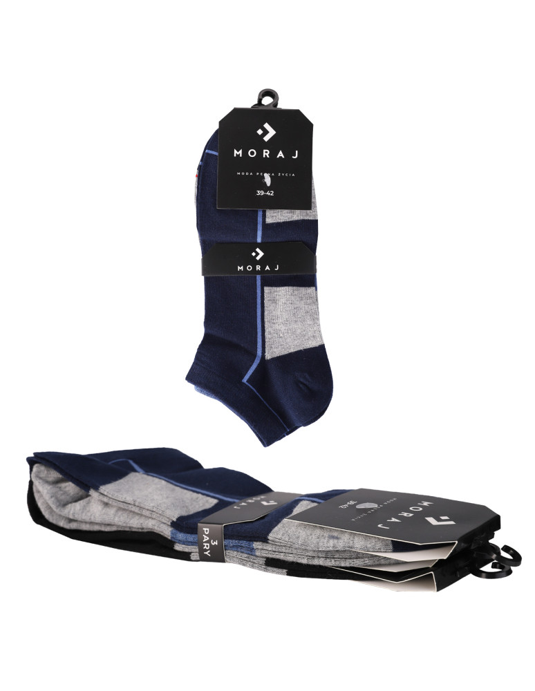 Stopki - Męskie skarpety stopki z kontrastowym paskiem 3-pak WIELOKOLOROWY  - produkt moraj.pl 5