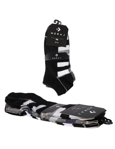 Stopki - Męskie skarpetki stopki ze szerokimi paskami 3-pak WIELOKOLOROWY - produkt 5