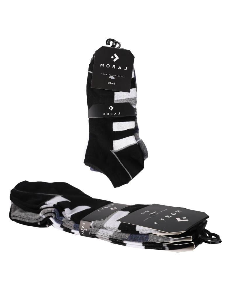 Stopki - Męskie skarpetki stopki ze szerokimi paskami 3-pak WIELOKOLOROWY - produkt moraj.pl 5