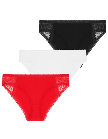 Damskie majtki figi bikini bawełniane z koronką 3-pak