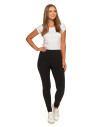 Damskie legginsy z wysokim stanem i prążkowaną strukturą CZARNY