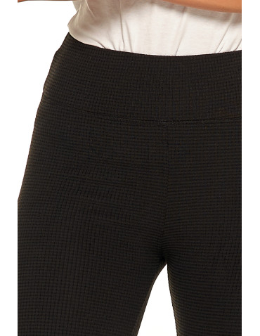 Legginsy damskie - Damskie legginsy z wysokim stanem i prążkowaną strukturą CZARNY - produkt 4