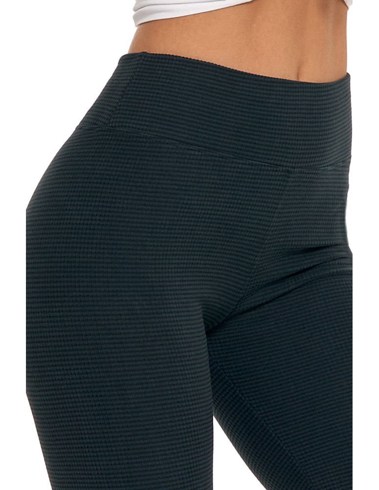 Legginsy damskie - Damskie legginsy z wysokim stanem i prążkowaną strukturą GRAFIT - produkt moraj.pl 6