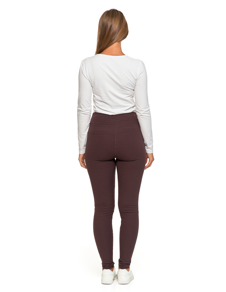 Legginsy damskie - Damskie legginsy z wysokim stanem i prążkowaną strukturą BRĄZOWY - produkt moraj.pl 7