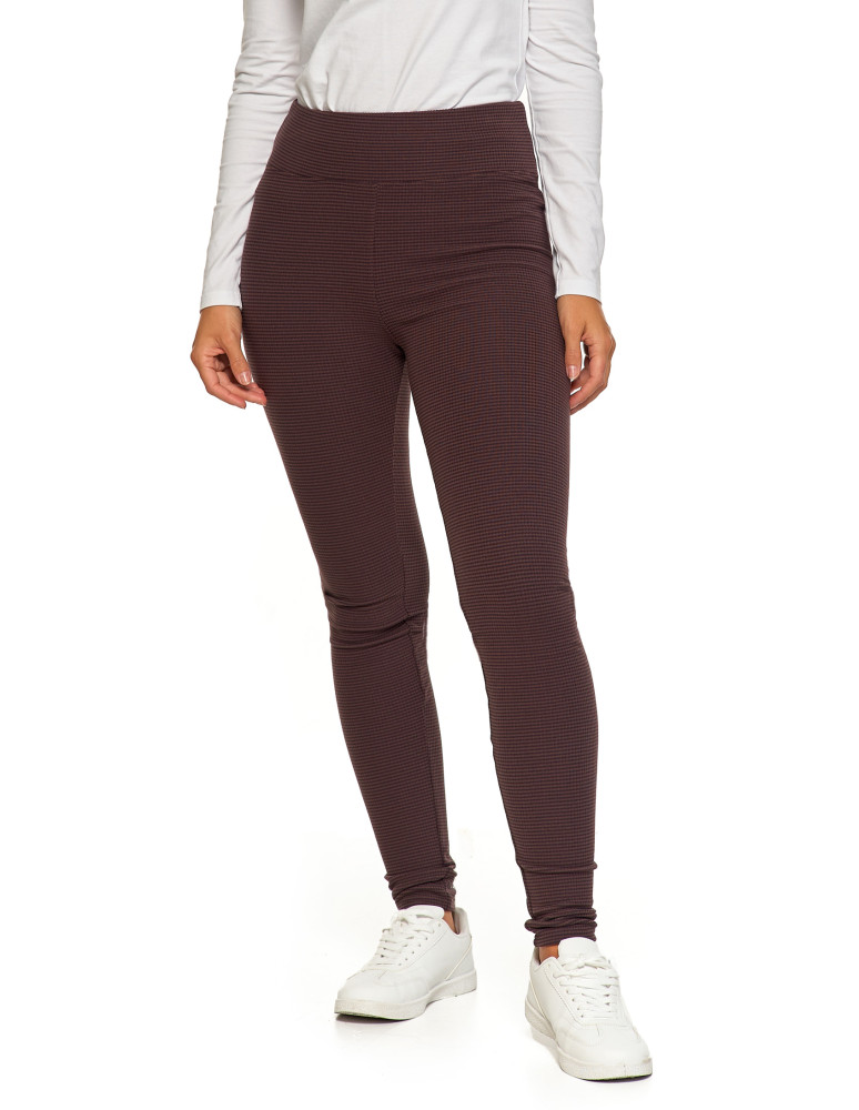 Legginsy damskie - Damskie legginsy z wysokim stanem i prążkowaną strukturą BRĄZOWY - produkt moraj.pl 8