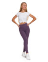 Damskie legginsy z wysokim stanem i prążkowaną strukturą FIOLETOWY