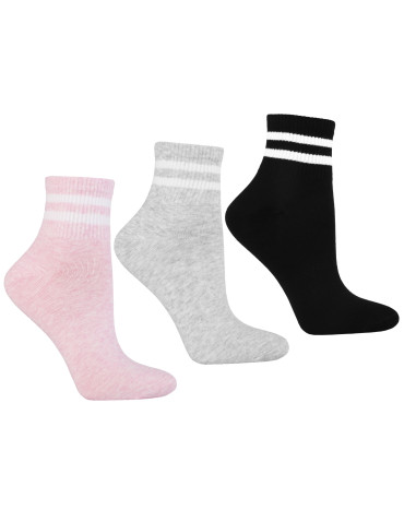 Damskie skarpetki za kostkę szeroki ściągacz w paski 3-pak