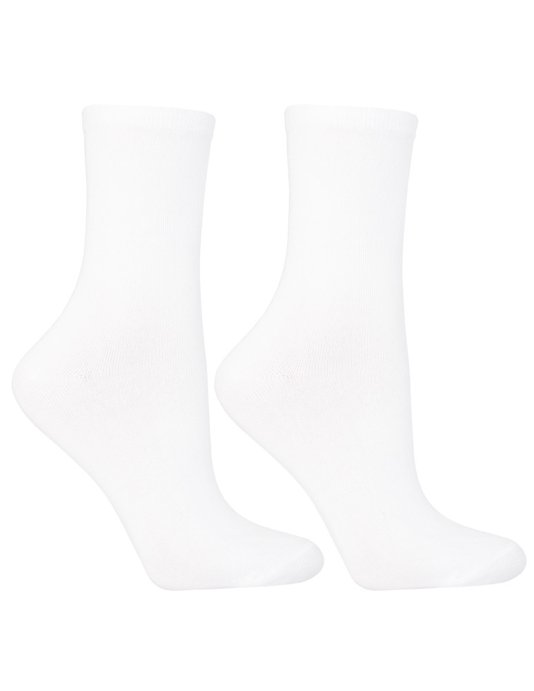 Skarpetki długie - Skarpety białe damskie długie bawełniane Basic 3-pak BIAŁY  - produkt moraj.pl 2