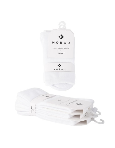 Skarpetki długie - Skarpety białe damskie długie bawełniane Basic 3-pak BIAŁY - produkt 3