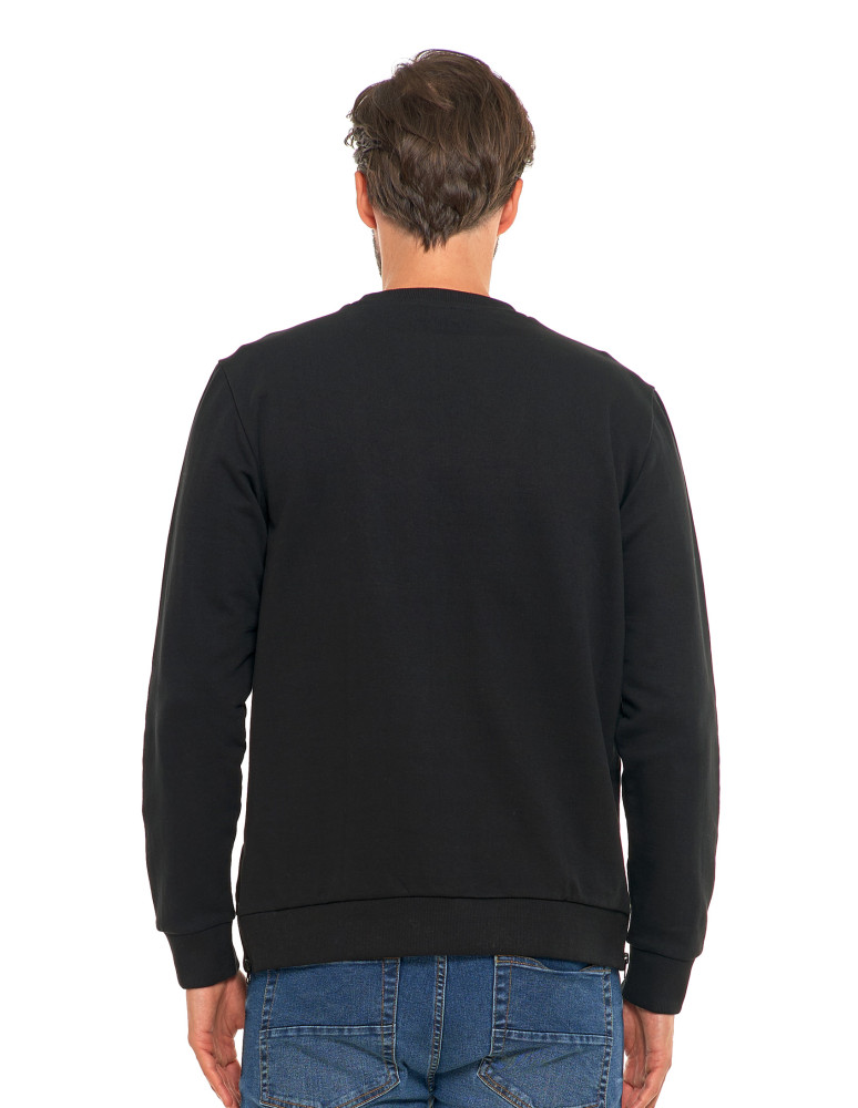 Bluzy męskie - Męska bluza bawełniana z nadrukiem bez kaptura CZARNY - produkt moraj.pl 3