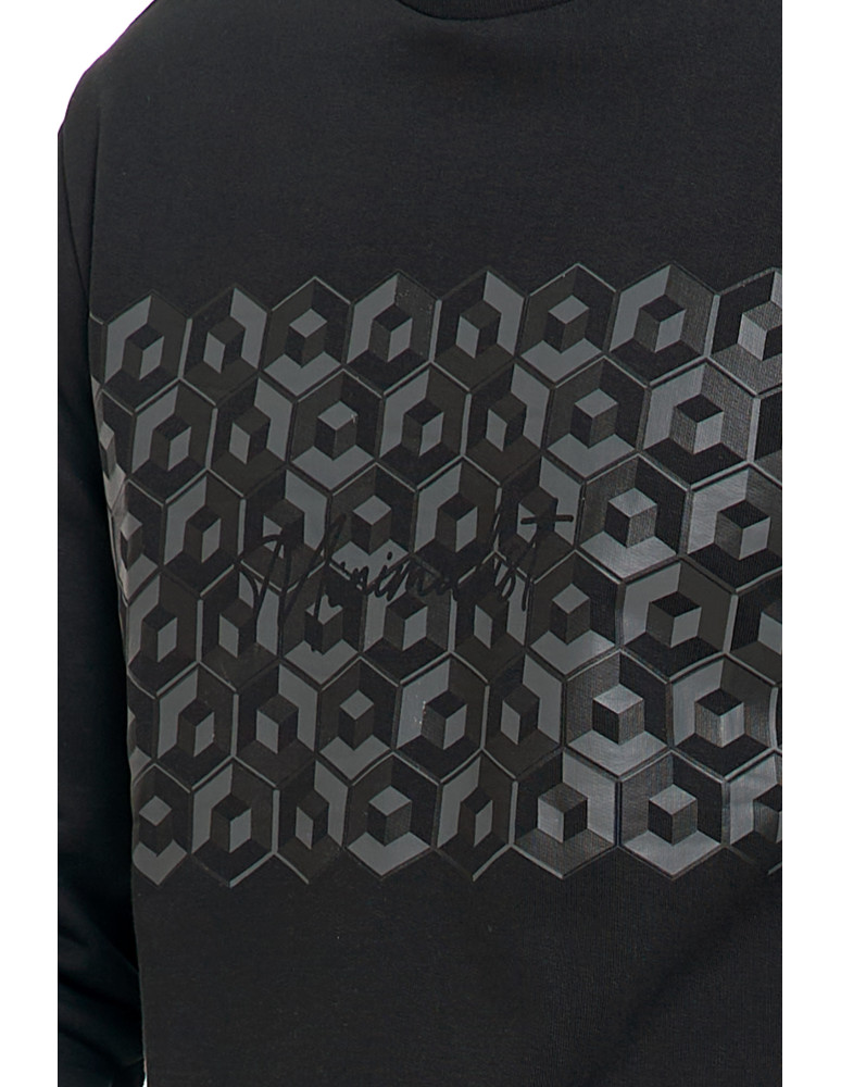 Bluzy męskie - Męska bluza bawełniana z nadrukiem bez kaptura CZARNY - produkt moraj.pl 4