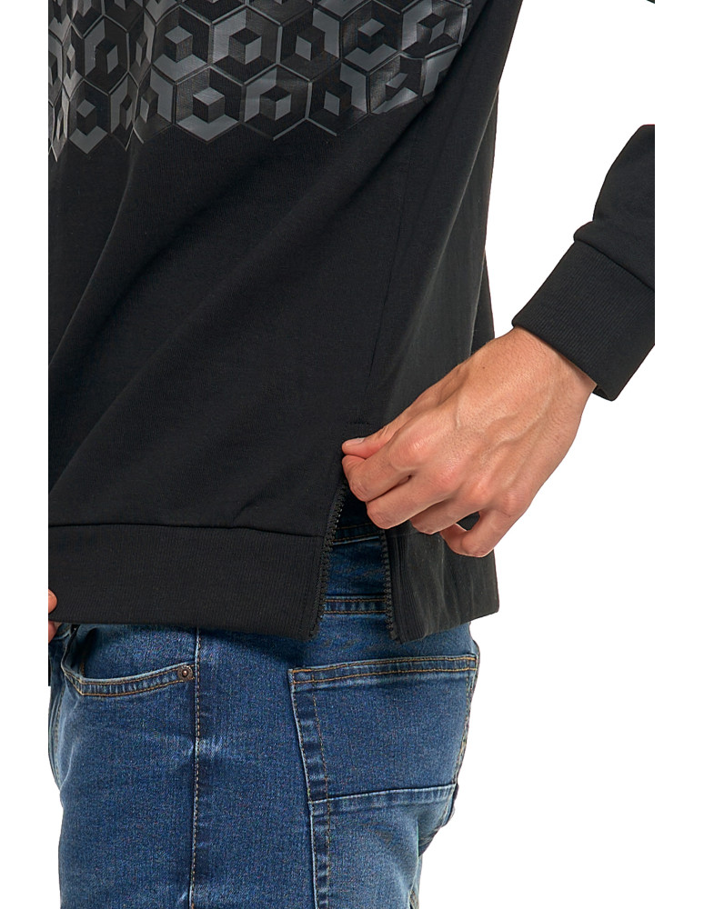 Bluzy męskie - Męska bluza bawełniana z nadrukiem bez kaptura CZARNY - produkt moraj.pl 5