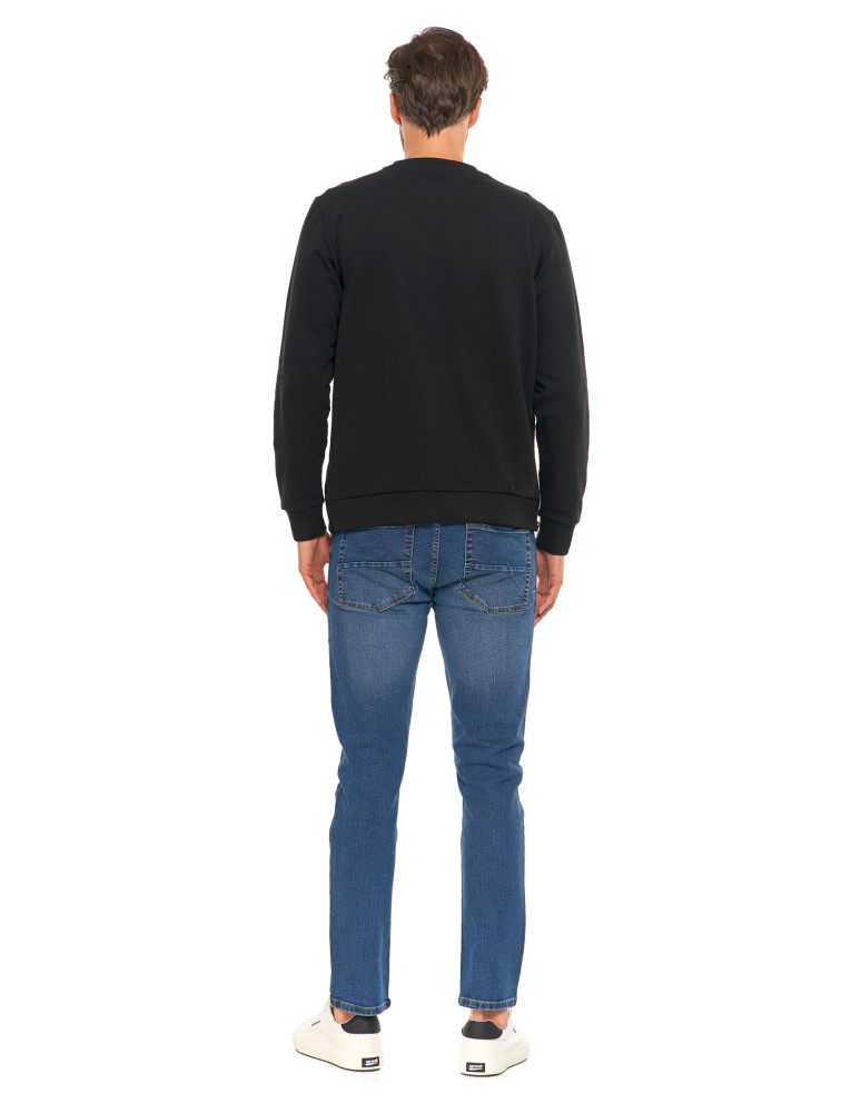 Bluzy męskie - Męska bluza bawełniana z nadrukiem bez kaptura CZARNY - produkt moraj.pl 6