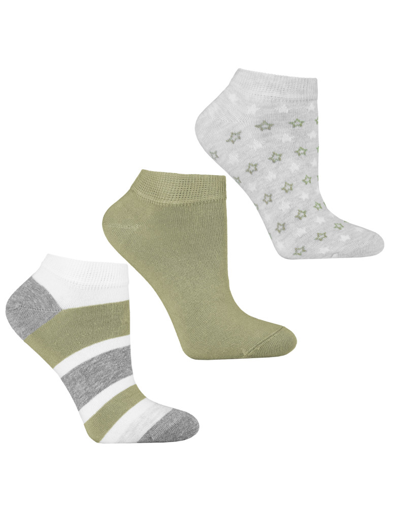 Stopki damskie - Damskie skarpetki stopki bawełniane mix wzorów 3-pak WIELOKOLOROWY - produkt moraj.pl 1