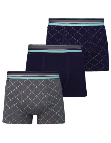 Męskie majtki bokserki bawełniane geometryczny wzór 3-pak