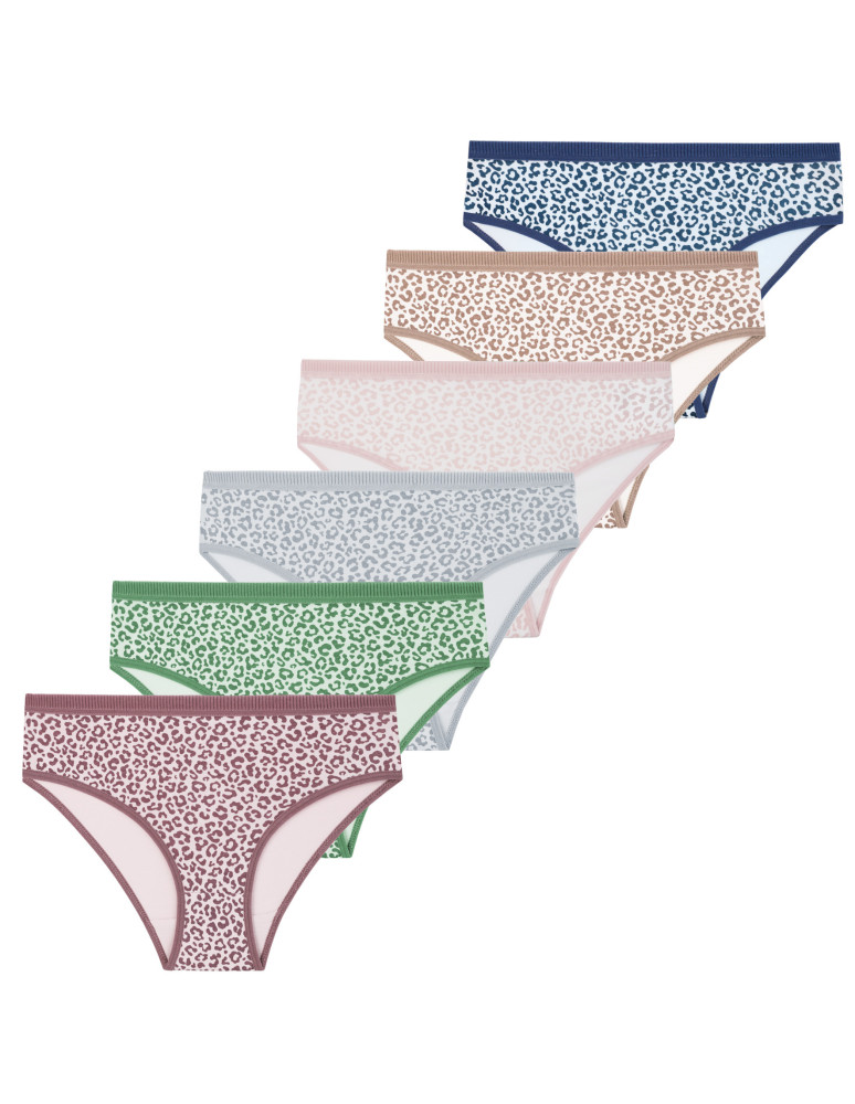 Majtki figi - Damskie majtki figi mini bikini w panterkę 6-pak WIELOKOLOROWY - produkt moraj.pl 1