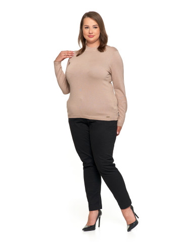 T-shirty i podkoszulki - Damski sweter półgolf z długim rękawem z wiskozą BEŻOWY - produkt 4