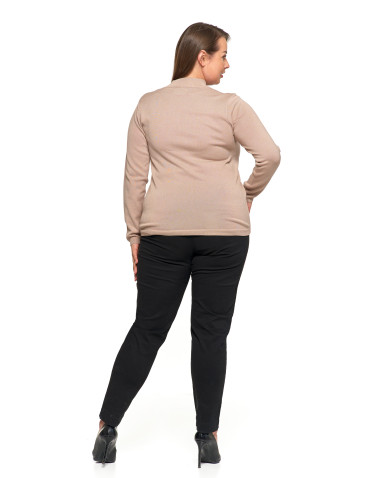 T-shirty i podkoszulki - Damski sweter półgolf z długim rękawem z wiskozą BEŻOWY - produkt 5