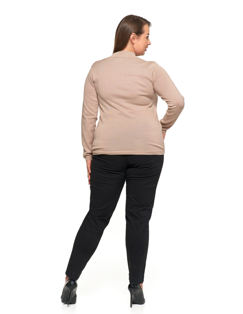 T-shirty i podkoszulki - Damski sweter półgolf z długim rękawem z wiskozą BEŻOWY  - produkt moraj.pl 5