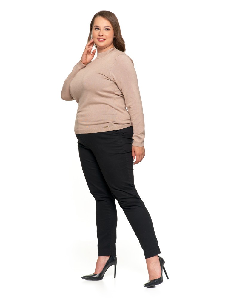 T-shirty i podkoszulki - Damski sweter półgolf z długim rękawem z wiskozą BEŻOWY  - produkt moraj.pl 6