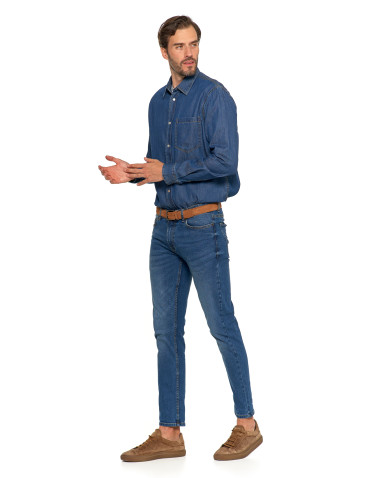 Koszulki i Tank Topy - Klasyczna męska koszula jeansowa JEANS - produkt 3