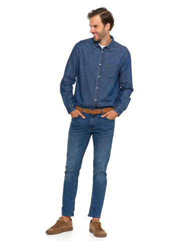 Koszulki i Tank Topy - Klasyczna męska koszula jeansowa JEANS - produkt 4