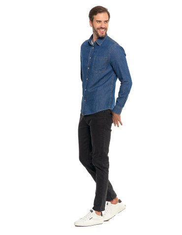 Koszulki i Tank Topy - Klasyczna męska koszula jeansowa JEANS - produkt 7