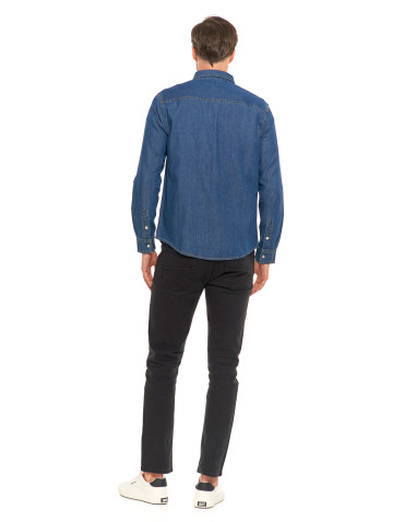 Koszulki i Tank Topy - Klasyczna męska koszula jeansowa JEANS - produkt 8