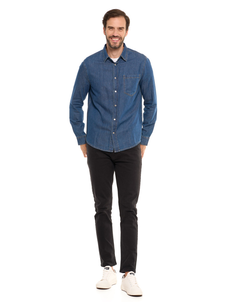 Koszulki i Tank Topy - Klasyczna męska koszula jeansowa JEANS - produkt moraj.pl 10