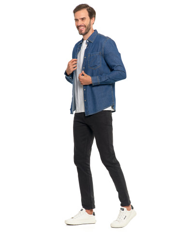 Koszulki i Tank Topy - Klasyczna męska koszula jeansowa JEANS - produkt 11