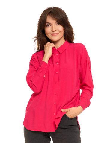 Bluzki i koszule - Elegancka koszula damska z wiskozy FUKSJA - produkt 1