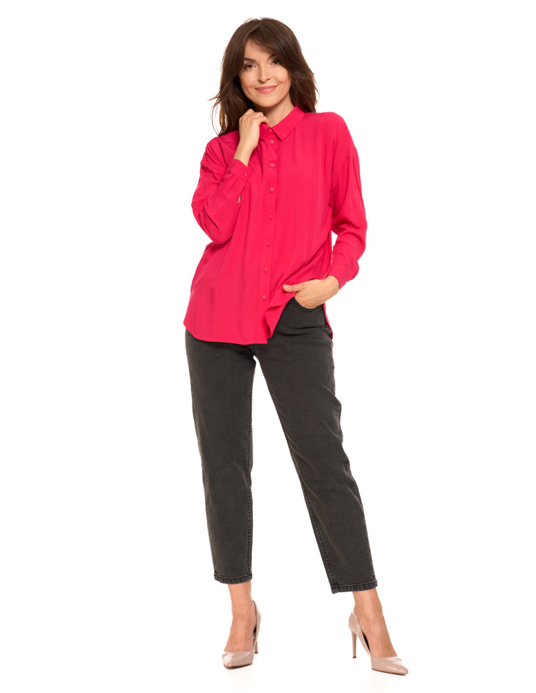 Bluzki i koszule - Elegancka koszula damska z wiskozy FUKSJA - produkt moraj.pl 7