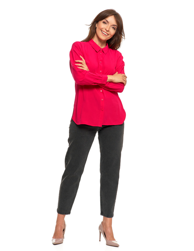 Bluzki i koszule - Elegancka koszula damska z wiskozy FUKSJA - produkt moraj.pl 8