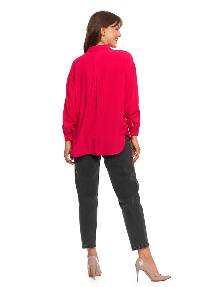 Bluzki i koszule - Elegancka koszula damska z wiskozy FUKSJA - produkt moraj.pl 9